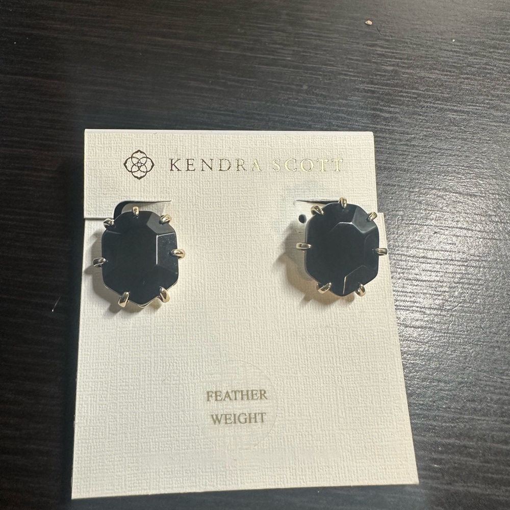 Kendra Scott EUC Morgan Clip-On Earrings Black & Gold